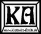 Logo mit den Buchstaben "KA" und der Website www.Klettwitz-antik.de in einem Rahmen.