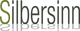 Text "Silbersinn" mit Spiegelung, erstes "S" in Grün, Rest in Grautönen.