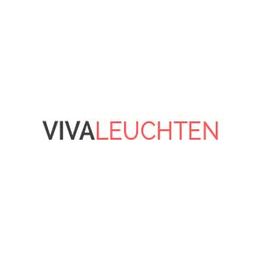 Logo mit Text "VIVA LEUCHTEN" in Schwarz und Rot.
