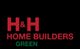 H&H Home Builders logo in red and green on a black background.