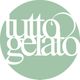 Logo circolare verde menta con le parole "tutto gelato" in bianco.