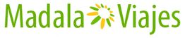 Logo de "Madala Viajes" en verde, con un sol estilizado entre las palabras.