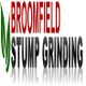 Logo with text "Broomfield Stump Grinding" and green leaf design.