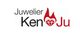 Logo von "Juwelier KenJu" mit rotem Herz und Diamant in Flammenform.