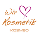 Text in verspielter Schrift: "Wir ♥ Kosmetik" und darunter "KOSMEO".