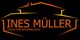 Logo: "Ines Müller - Versicherungsmaklerin" in orange, mit stilisiertem Hausumriss im Hintergrund.