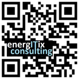 QR-Code mit Text "energlTix consulting" in der Mitte.