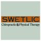 Logo for Swetlic Chiropractic & Physical Therapy with orange and black text on a light green background.