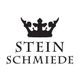 Schwarz-weiße Krone über dem Text "STEIN SCHMIEDE" auf weißem Hintergrund.