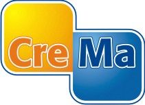 Logo mit Text "Cre" in gelbem Quadrat und "Ma" in blauem Quadrat.