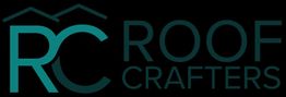 RC Roof Crafters logo with stylized roof graphics on a black background.