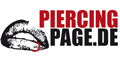 Logo mit Lippen und Text "PIERCING PAGE.DE" in Schwarz und Rot.