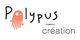 Logo "Polypus Création" avec un dessin de pieuvre orange stylisée à gauche du texte.