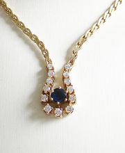 Collier Gold 585 Saphire 0,46 ct Brillanten Goldcollier Halskette Goldkette 14ct