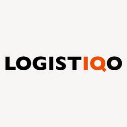 Schwarzes und orangefarbenes Logo mit dem Schriftzug "LOGISTIQO" auf weißem Hintergrund.