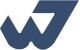 Blaues abstraktes Logo mit stilisiertem „W“ und „J“ auf weißem Hintergrund.