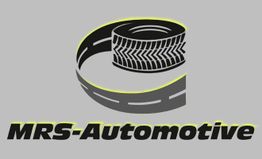 Logo von MRS-Automotive mit Reifen und Straße auf grauem Hintergrund.