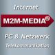 Logo von M2M-MEDIA mit den Schriftzügen "Internet", "PC & Netzwerk" und "Telekommunikation".