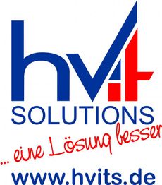 Logo der Firma "hvit solutions" mit Slogan und Website: www.hvits.de.