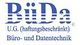 Logo von BüDa U.G. mit Text: "Büro- und Datentechnik" in blauer Schrift.