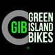 Logo mit Text: "GIB Green Island Bikes" in Grün und Weiß auf schwarzem Hintergrund.