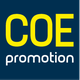 Blaues Logo mit gelbem "COE" und weißem "promotion" darunter.