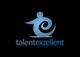 Logo mit blauer Figur und Schriftzug "talentexzellent" auf schwarzem Hintergrund.