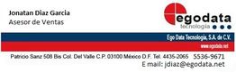 Tarjeta de presentación de Jonatan Díaz García, Asesor de Ventas en Egodata Tecnología.