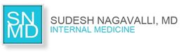 Logo with text: "SNMD, Sudesh Nagavalli, MD, Internal Medicine" on a white background.