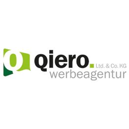 Logo der Qiero Werbeagentur mit schwarzem und grünem Text auf weißem Hintergrund.