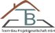 Logo von Team-Bau Projektgesellschaft mit Hausdach und stilisierten Buchstaben T und B.