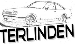 Skizze eines Autos mit dem Wort "TERLINDEN" unten.