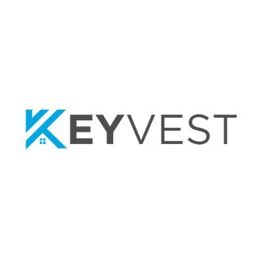 Logo with the text "KEY VEST" featuring a stylized house in the letter "K".