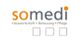 Logo mit Text: "somed i - Hauswirtschaft, Betreuung, Pflege" und drei leere Kästchen darunter.