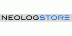 Logo mit dem Text "NEOLOGSTORE" in Schwarz und Blau auf grauem Hintergrund.