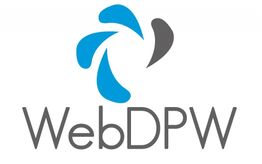 "WebDPW logo with blue and gray swirl above the name in gray text."