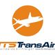 Logo van TTS TransAir met vliegtuig op oranje achtergrond. Tekst: Worldwide Air Freight.