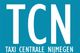 Blauw logo met de witte tekst "TCN Taxi Centrale Nijmegen".