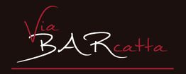 Logo "Via BARCatta" sur fond noir, avec texte en blanc et rouge.