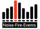 Logo mit Balkendiagramm. Ein Balken rot, darunter Text: "Noise-Fire-Events".