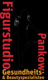Schattenriss einer springenden Person, Text: "Figurstudio Pankow Gesundheits- & Beautyspezialisten".
