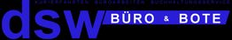Logo mit dem Text "dsw Büro & Bote", darüber "Kurierfahrten Büroarbeiten Buchhaltungsservice".