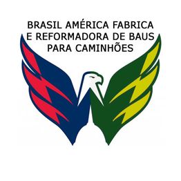 Logo com águia colorida e texto sobre fabricação e reforma de baús para caminhões.