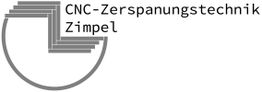 Logo mit Text „CNC-Zerspanungstechnik Zimpel“, geometrische Form unten links.