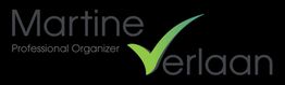 Het logo van Martine Verlaan, Professional Organizer, met een groene vink.