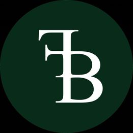 Logo con las letras "FB" blancas sobre fondo verde oscuro en un círculo.