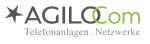 Logo von AGILOCom mit Schriftzug: "Telefonanlagen . Netzwerke", graue und grüne Details.