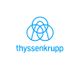 Logo von thyssenkrupp: Drei ineinander verschlungene Kreise über dem blauen Schriftzug.