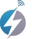 Icon of a circle split gray and blue with a lightning bolt and Wi-Fi signal emanating.