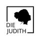 Schwarze Silhouette einer Frau im Profil mit Schriftzug "DIE JUDITH" darunter.
